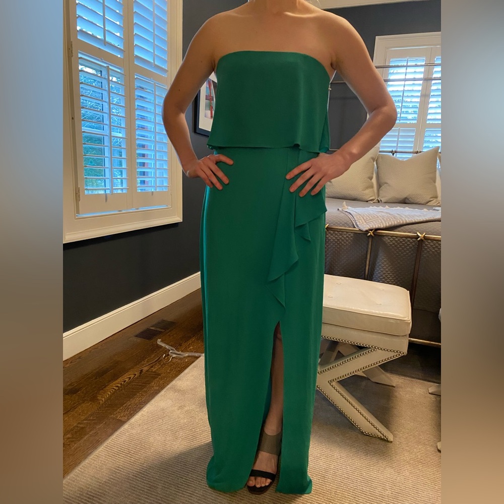 BCBG Maxazria kelly green Felicity gown